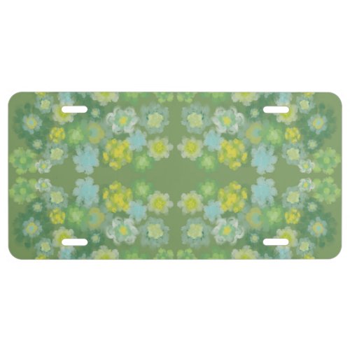 Floral Abstract Salty Watercolor Painting Pattern  License Plate