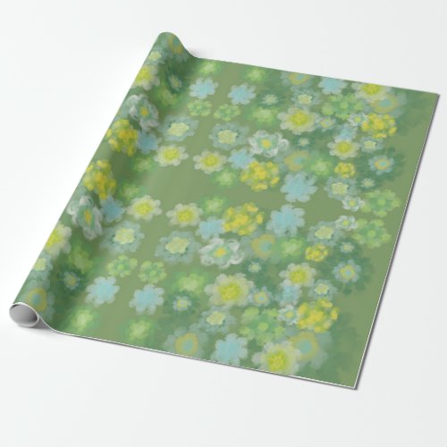 Floral Abstract Salty Watercolor Painting Pattern  Wrapping Paper