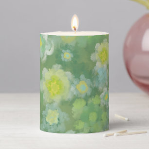 Floral Abstract Salty Watercolor Painting Pillar Candle