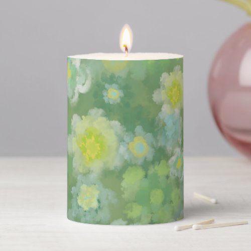 Floral Abstract Salty Watercolor Painting  Pillar Candle