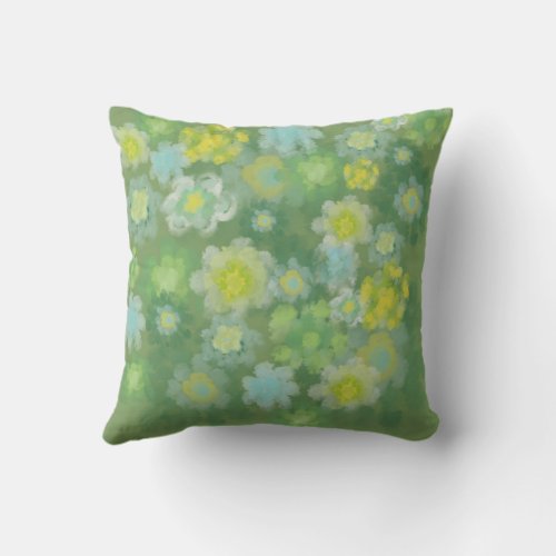 Floral Abstract Salty Watercolor Painting  Throw Pillow
