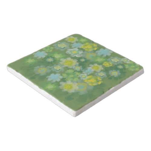 Floral Abstract Salty Watercolor Painting  Trivet