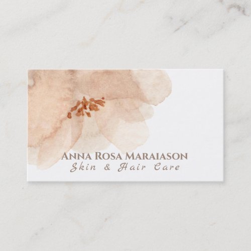  Floral Abstract Soft Peach Beige Watercolor Business Card