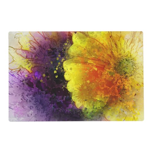 Floral Abstract Yellow and Purple Placemat