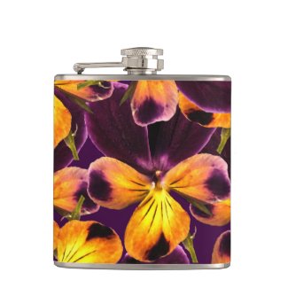 Floral Abstract Yellow Purple Flowers Flask