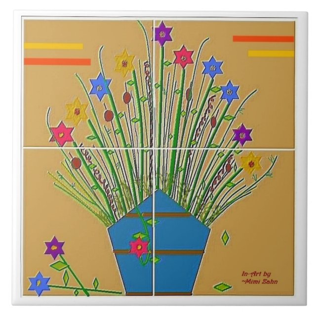 "Floral Accent" 6x6 Ceramic Tile (Front)