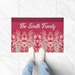 Floral Accented Burgundy Doormat