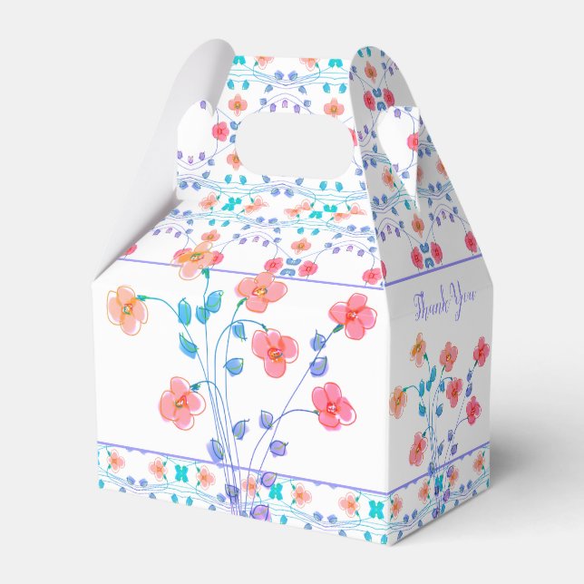 Floral Accented Colourful Favor Box (Front Side)