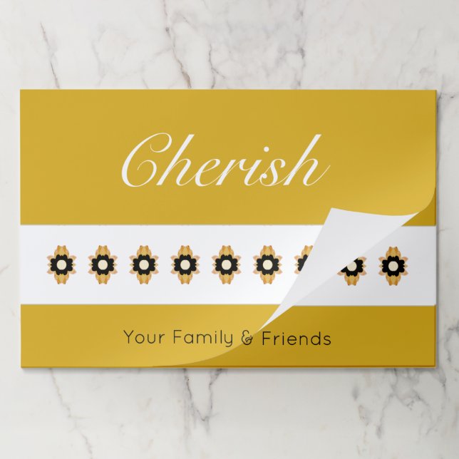 Floral Accented Gold Black And White Paper Pad (Folded)