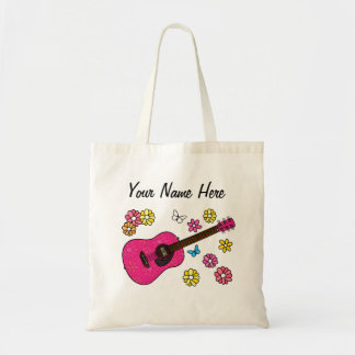 Floral Acoustic Guitar Guitarist Musician Custom Tote Bag