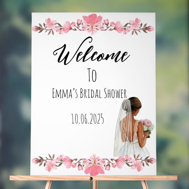 Floral acrylic Bridal shower sign  (Neutral)
