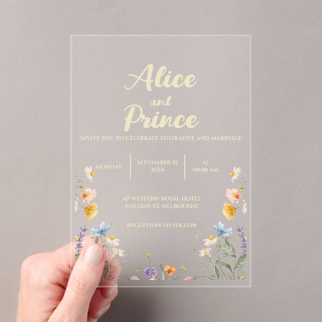 Floral acrylic invitation wedding (Insitu (Handheld))