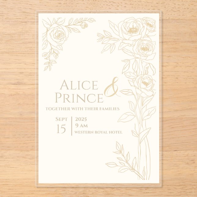 Floral Acrylic Invitation Wedding Editable (Front)