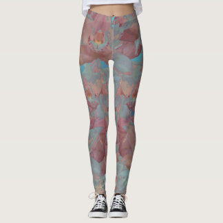 Floral Acrylic Painting-Rose Pink Leggings