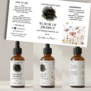 Floral Add your logo Essential Oil Bottle Label