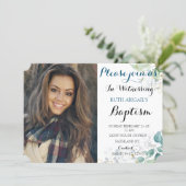 Floral Adult Baptism Custom Photo Invitation | Zazzle