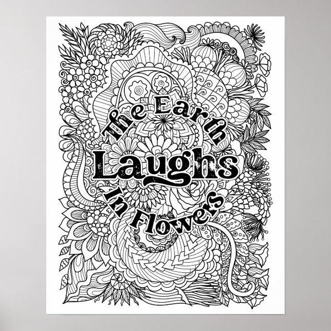 Floral Adult Coloring Quote Poster (Front)