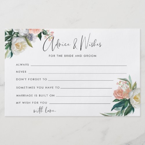 Floral Advice for the bride and groom cards