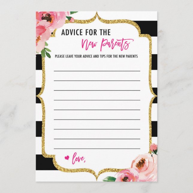 Floral Advice for the New Parents Baby Shower Card (Front)
