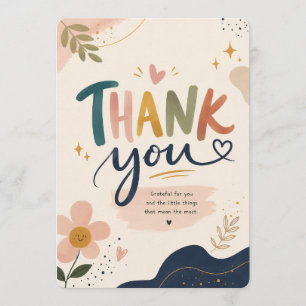Floral Aesthetic, Colorful Thank You Card