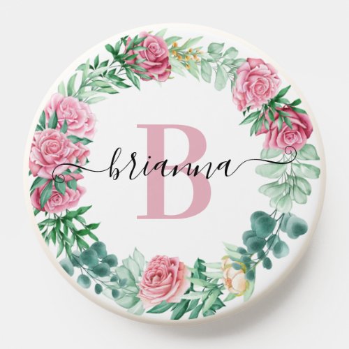 Floral Aesthetic Cute Flower Initial Name Monogram PopSocket