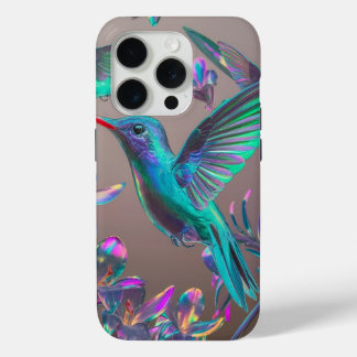 Floral Aesthetic Hummingbird iPhone 15 Pro Case