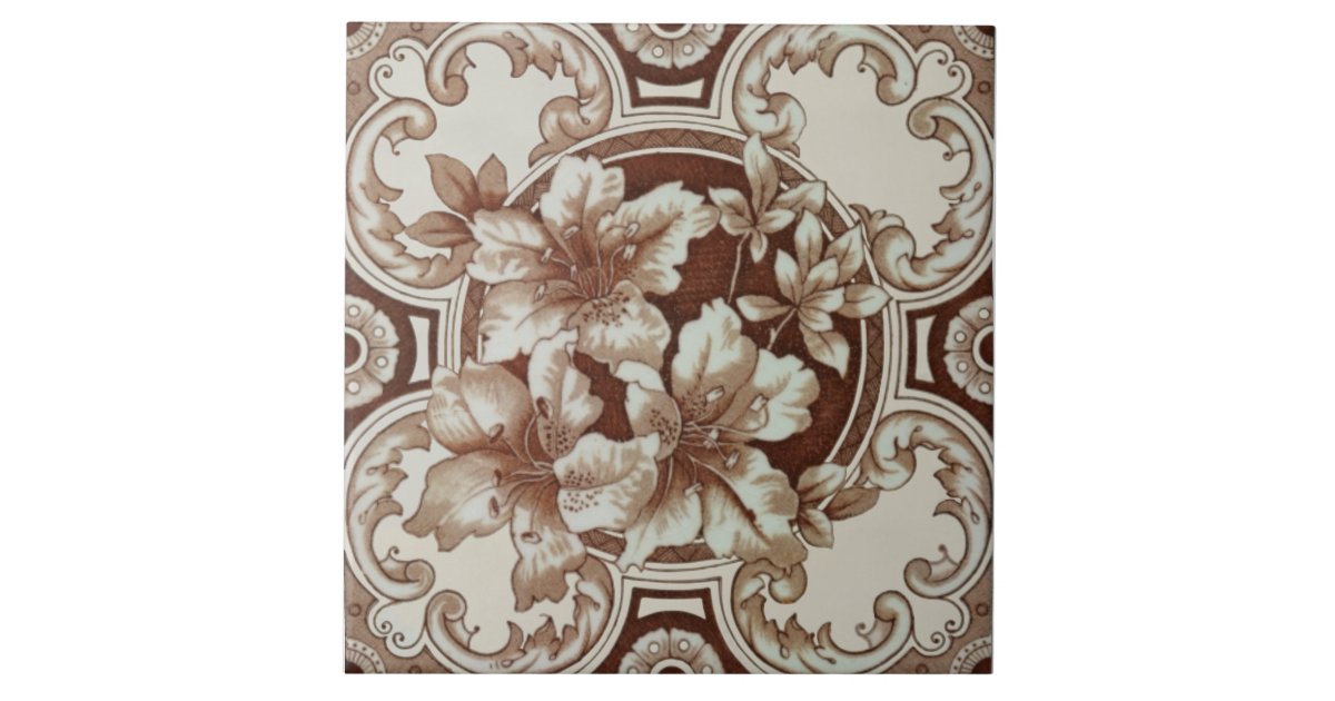 Floral Aesthetic Victorian Brown Beige Cream Repro Ceramic Tile Zazzle Com Only the best aesthetic wallpapers. floral aesthetic victorian brown beige cream repro ceramic tile zazzle com