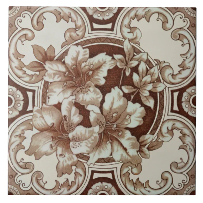 Fl Aesthetic Victorian Brown Beige, Brown Patterned Ceramic Tile