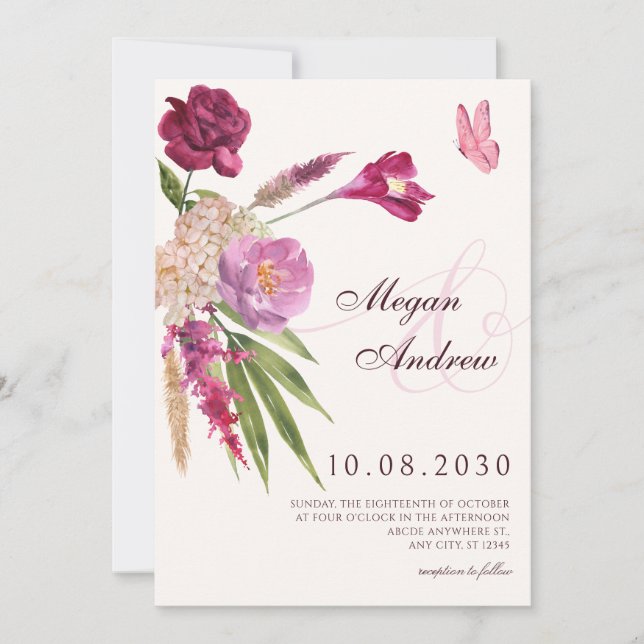 Floral aesthetic wedding  invitation (Front)