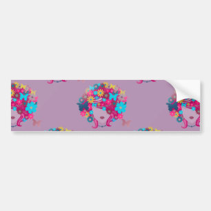floral afro bumper sticker
