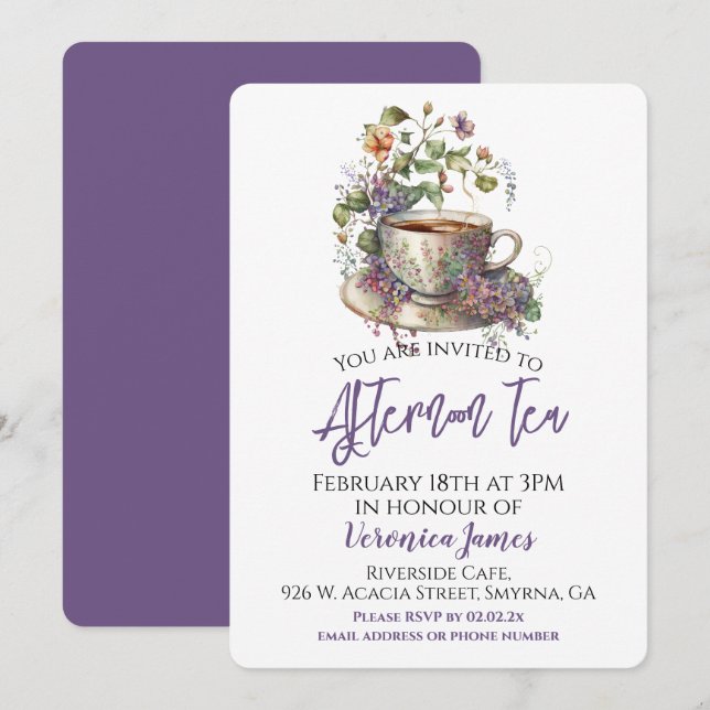 Floral Afternoon Tea Party Invitation (Front/Back)