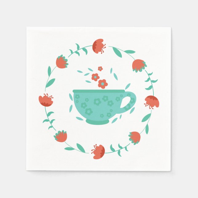 Floral Afternoon Tea Party Naprkin Napkins (Front)