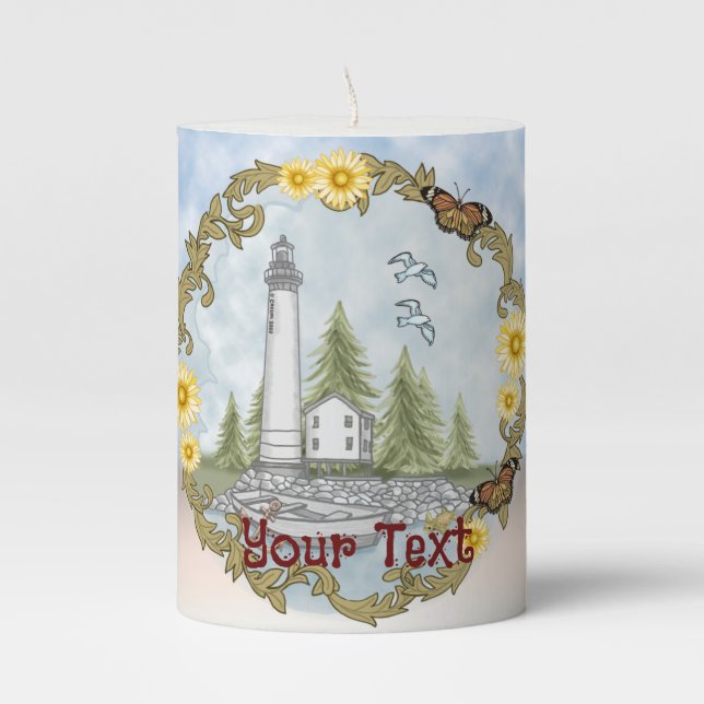 Floral Alabama Lighthouse  Candle (Front)