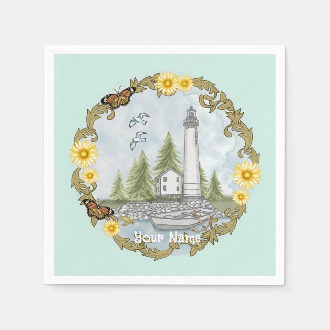 Floral Alabama Lighthouse    Napkins (Front)
