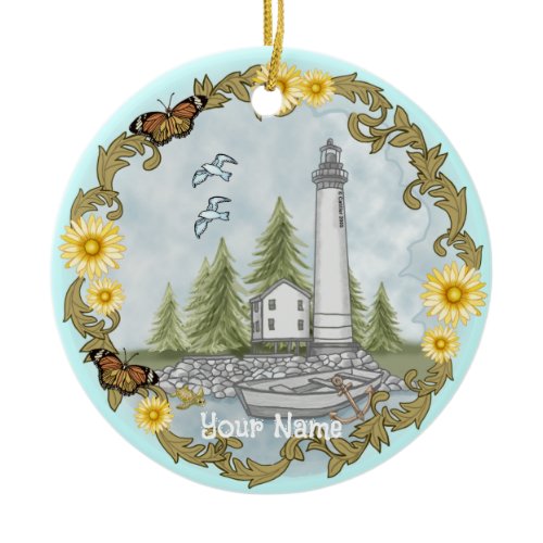 Floral Alabama Lighthouse Ornament