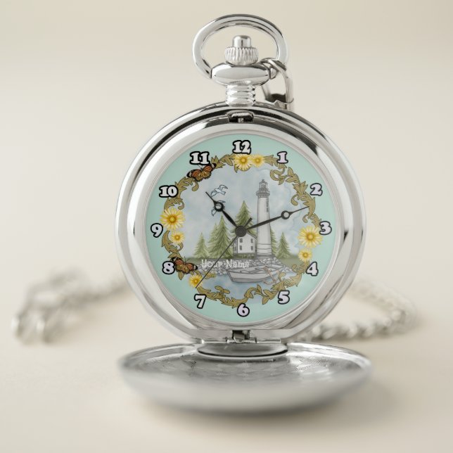 Floral Alabama Lighthouse  Pocket Watch (Inside)