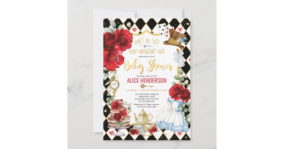 Alice In Wonderland Alice Card Children's Birthday Party Invitations