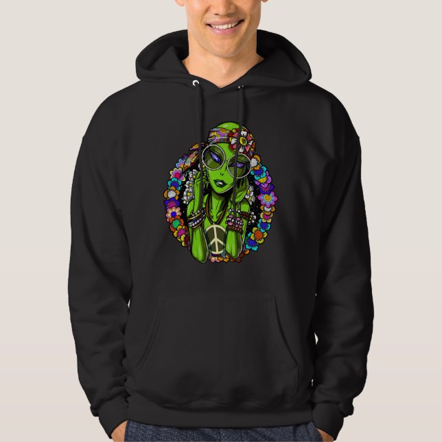 Floral Alien Hippie Hoodie (Front)