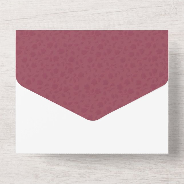 Floral All in One Burgundy Wedding Invitation (Back)