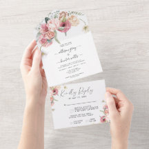 Floral All In One Wedding Invitation