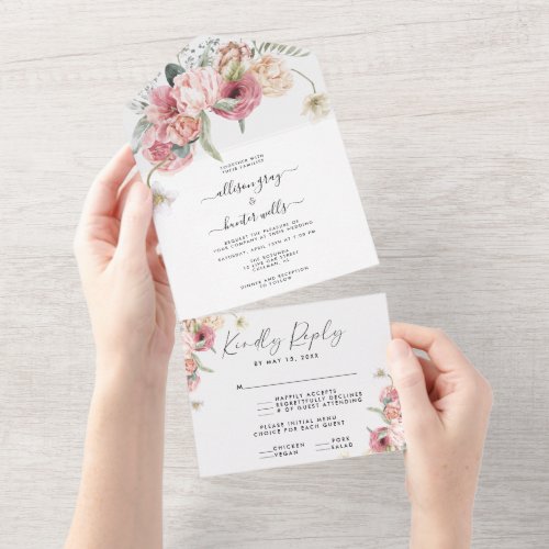 Floral All In One Wedding Invitation 