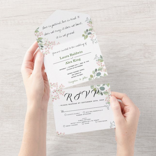 Floral • All in One Wedding Invite (Tearaway)