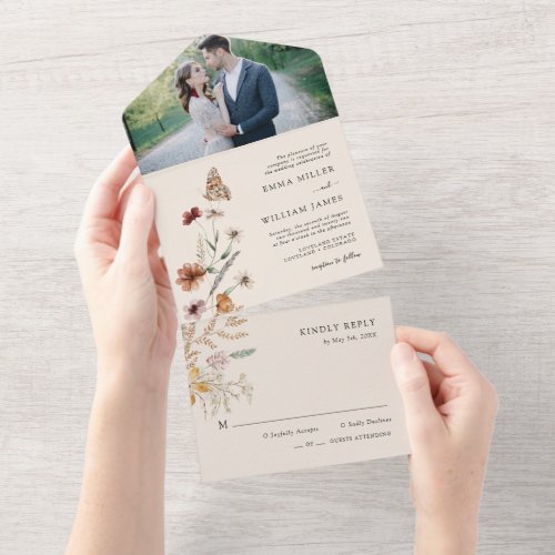 Floral All in One Wedding Invite