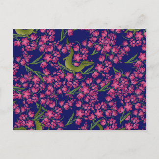 Floral Alligator Gator Girl Flowers Alligators Postcard