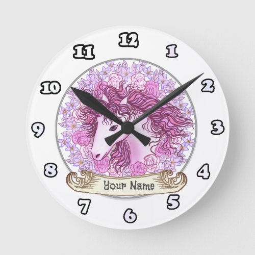 Floral Alpha Unicorn clock