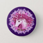 Floral Alpha Unicorn custom name pin