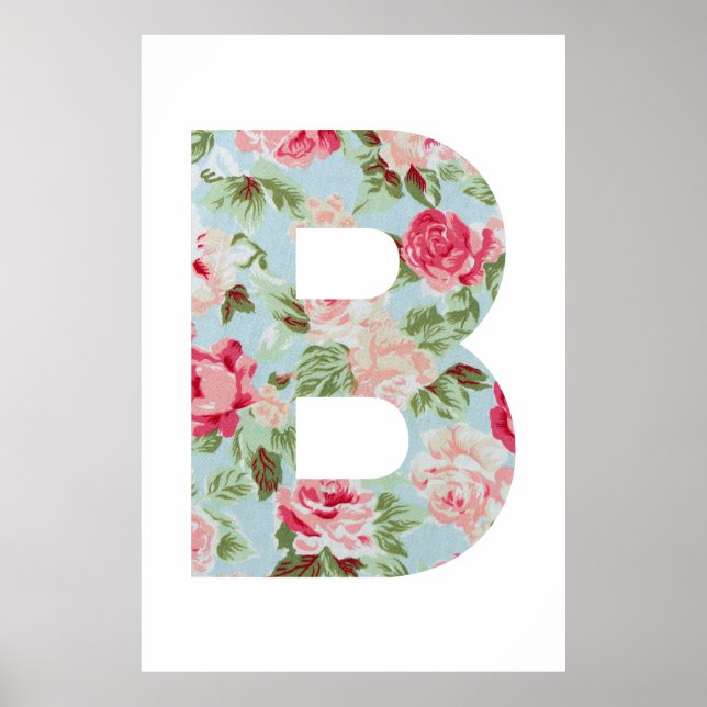 Floral Alphabet ; B Name Alphabet Graphic Poster (Front)