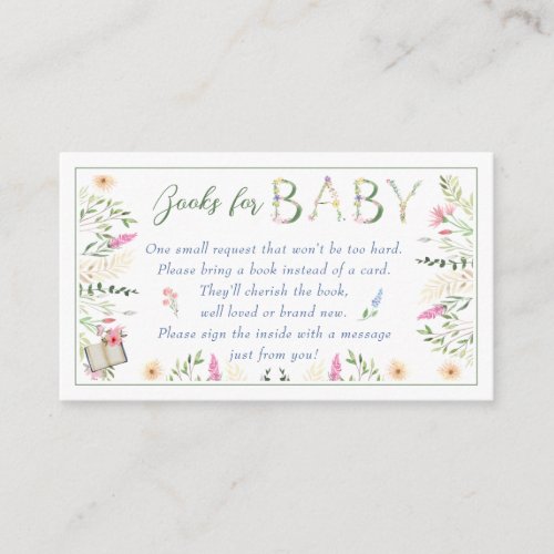 Floral Alphabet Baby Shower Books for Baby  Enclosure Card