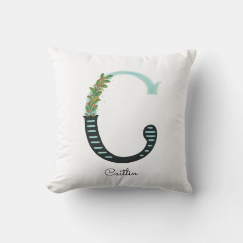 Floral Alphabet _ C _  Throw Pillow