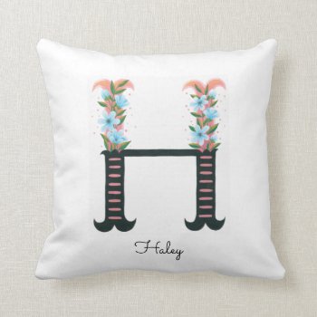 Floral Alphabet - H -  Throw Pillow by fourwetfeet at Zazzle